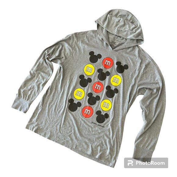 Disney Springs M&M Mickey Long Sleeve Hoodie Tee Size XXL 2XL Men's Unisex Shirt - Picture 1 of 10